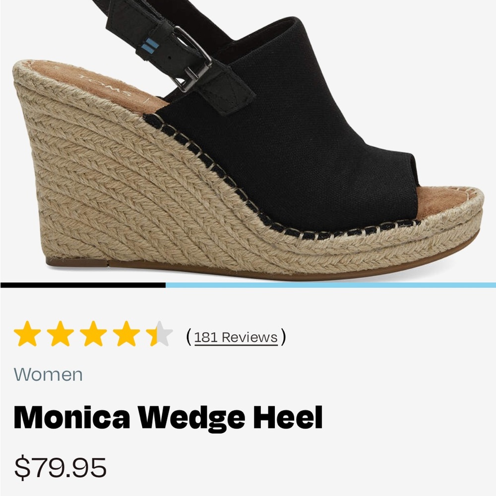 TOMS “Monica Wedge Heel” Size 7.5 US W - Picture 6 of 6